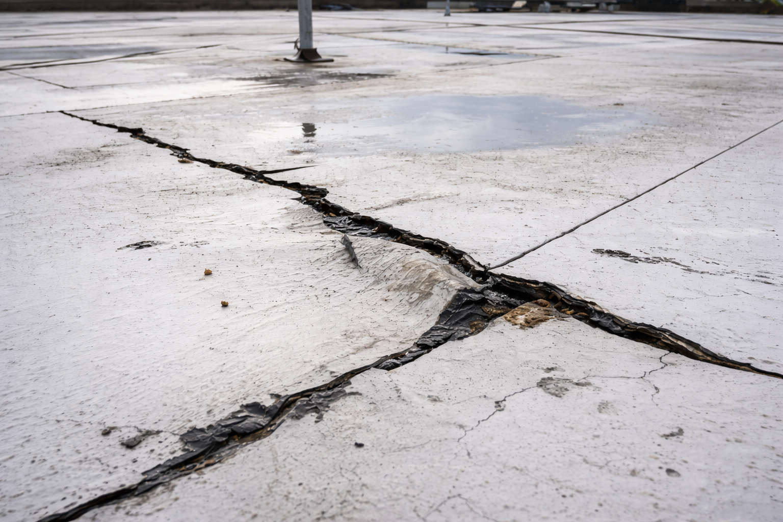 Commercial roof membrane cracks